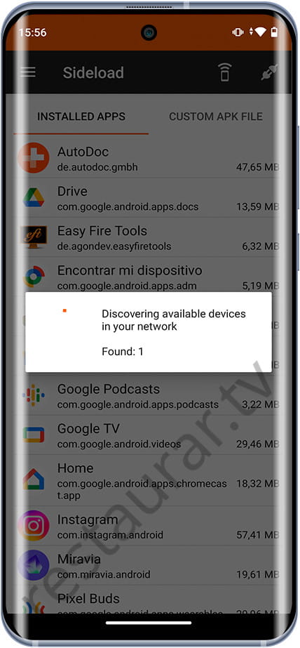 Buscando dispositivos en Easy Fire Tools