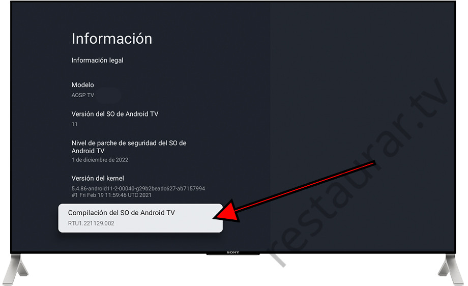 Número de compilación Google TV